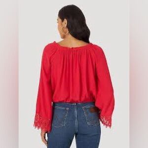 Wrangler Retro Bell Sleeve Blouse | Scoop/off-shoulder | Size Large